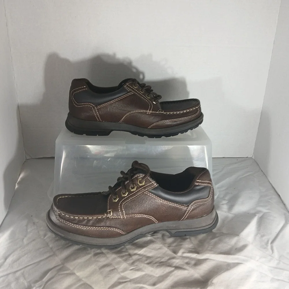 Thom McAn Mens KC TRAIN Brown Moc Toe Lace Up Oxford Shoes Size 7.5M‎ 56305